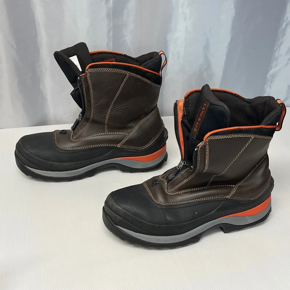 Lands' End Men's Black and Brown Snow Boots. 2327